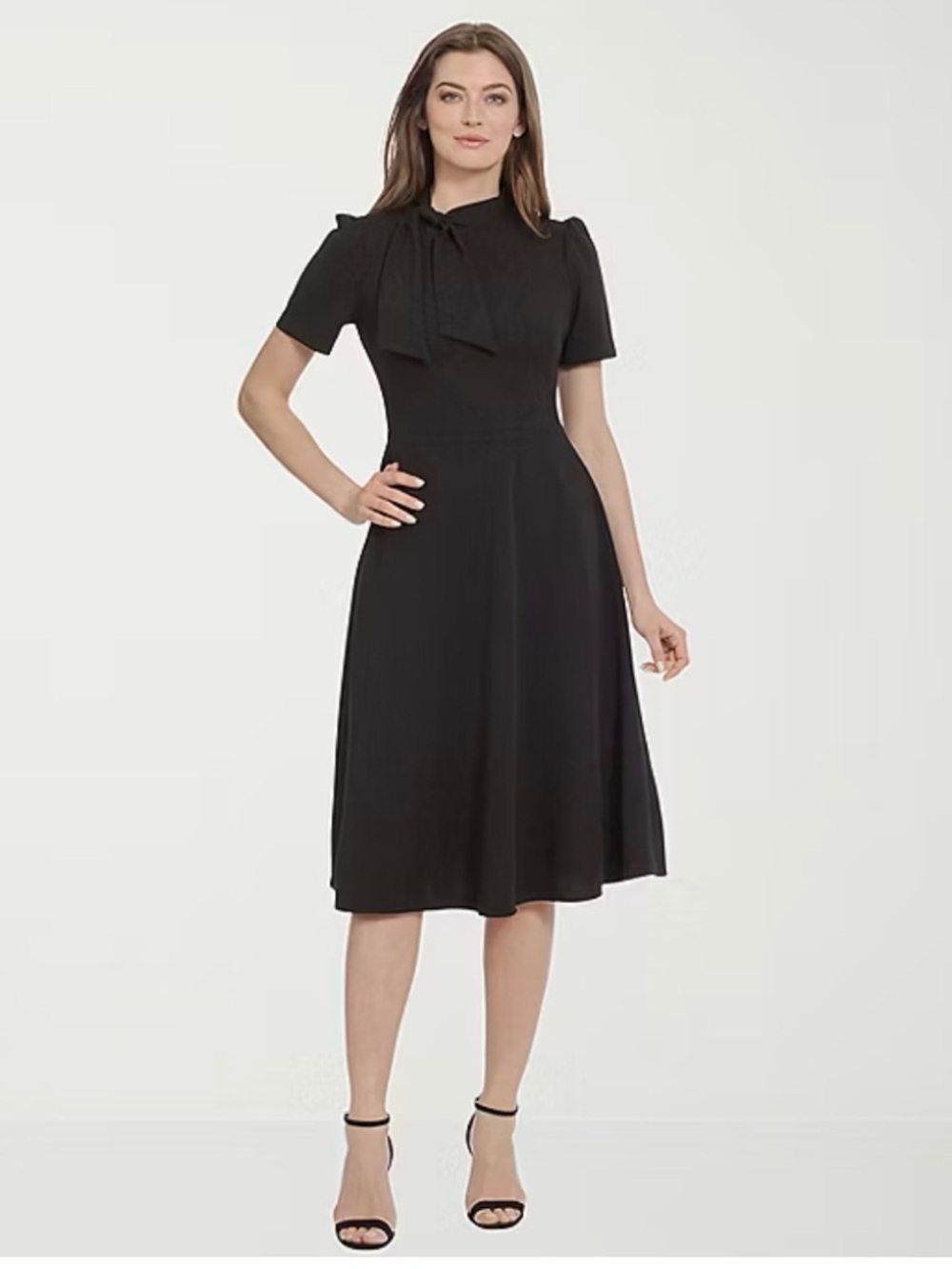 Classic Black Midi Dress with Back Zip